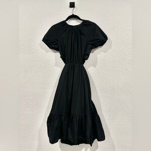 Side cutout cotton poplin dress with pockets